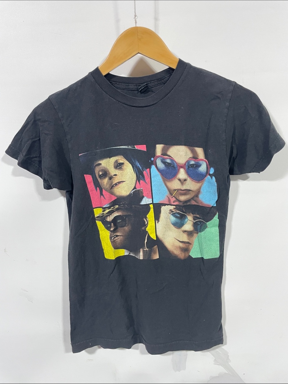Gorillaz Black Short Sleeve Graphic Crewneck T-Shirt with Color Block Portraits